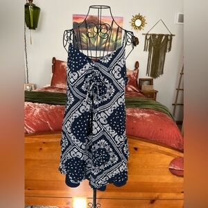 Navy bandana mini dress